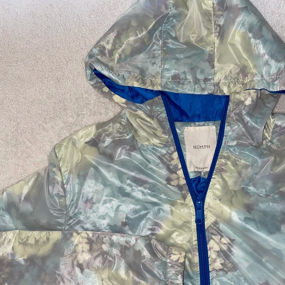 Vintage Iridescent Floral Raincoat Jacket Hood - Picture 3 of 7